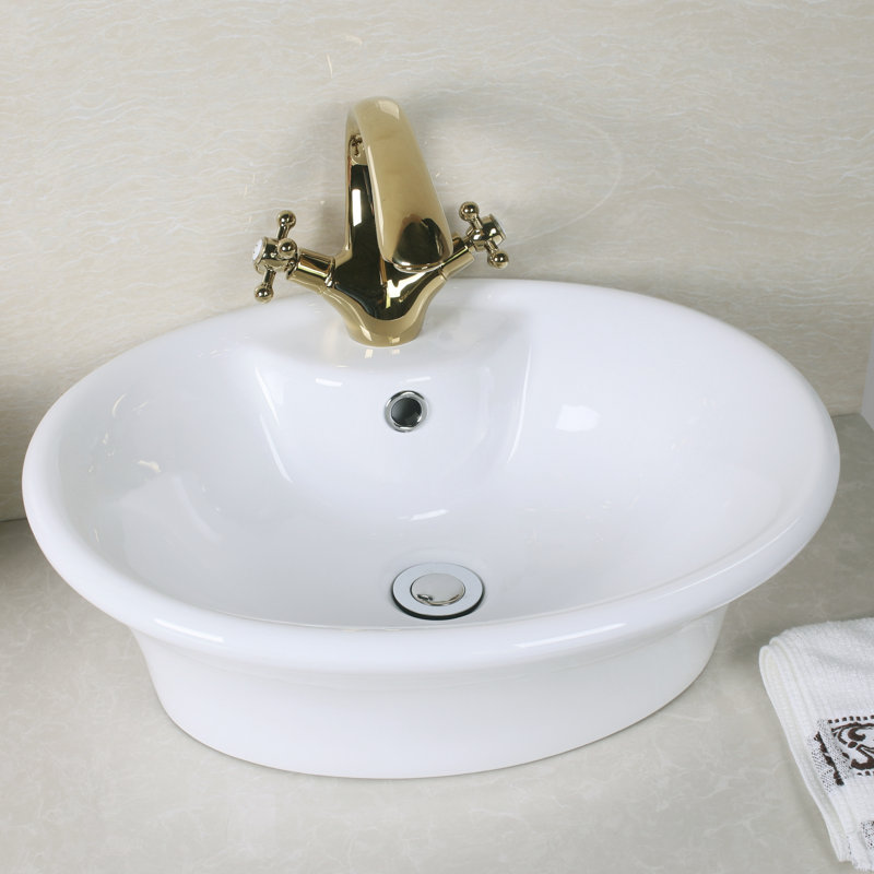 American Imaginations Ceramic Circular Vessel Bathroom Sink with